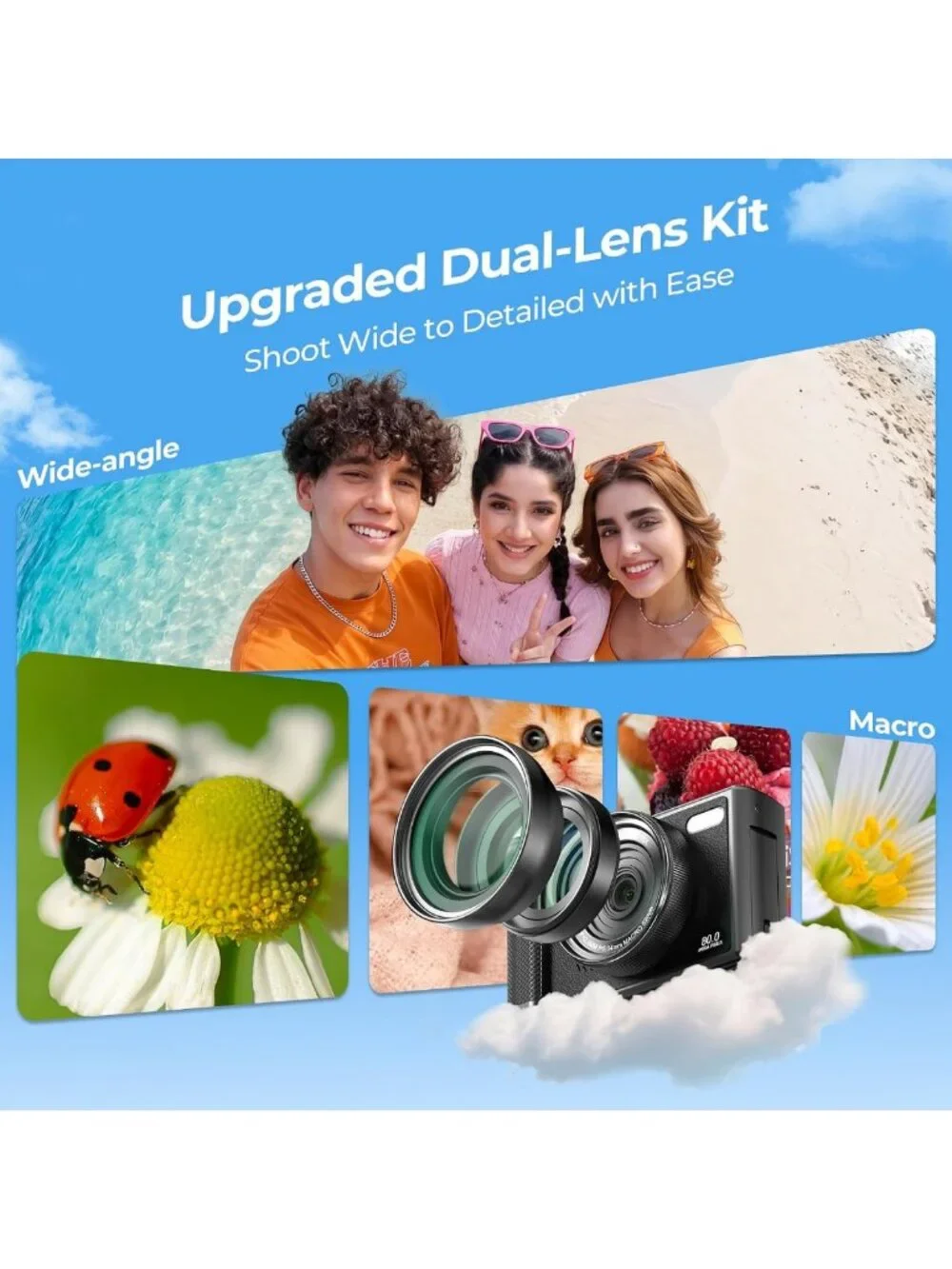80MP Wi-Fi Digital Camera for Photography - 5K Resolution, 3